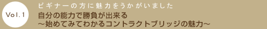 Vol.1　ビギナーの方に魅力をうかがいました　自分の能力で勝負が出来る～始めてみてわかるコントラクトブリッジの魅力～